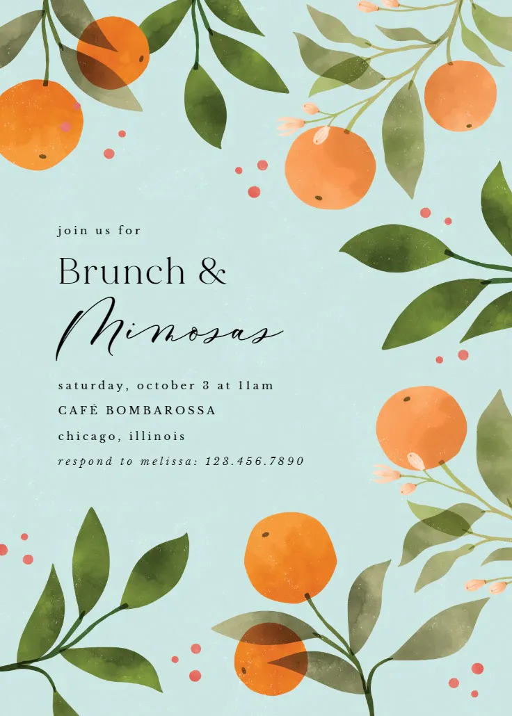 Brunch and mimosas - brunch & lunch invitation